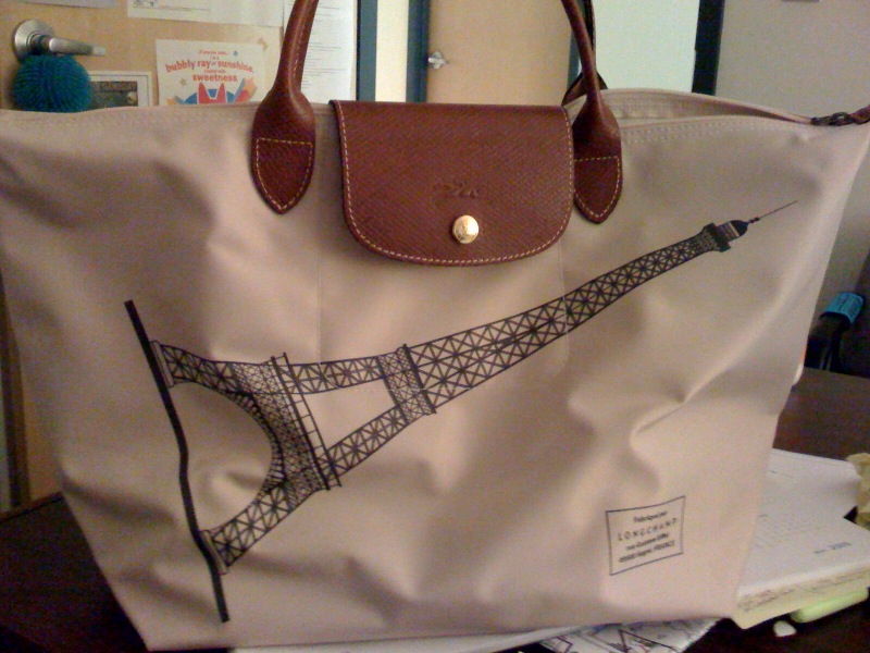 longchamp bag with eiffel tower design